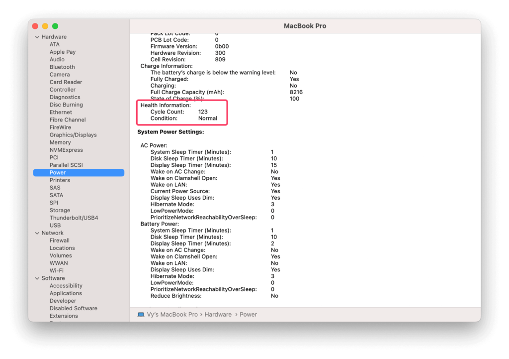 Cách kiểm tra số chu kỳ và dung lượng pin MacBook 2