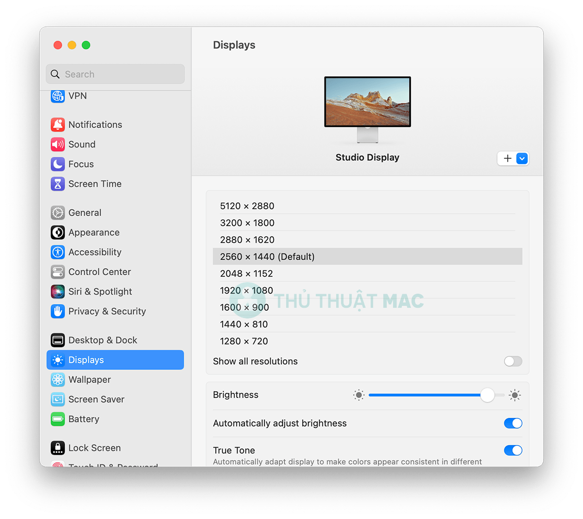 Cách thay đổi độ phân giải màn hình trên máy Mac 2